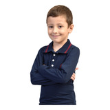Polo Camiseta Infantil Manga Longa Menino Vermelha 1 Ao 10