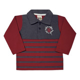 Polo Manga Longa Masculina Urso Baseball Listras Nº 1 Ao 3