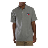 Polo Tommy Jeans Badge Cinza Tam. P