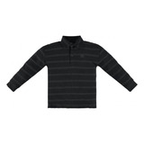 Polo Up Baby Manga Longa Texturizada Preto