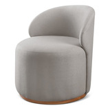Poltrona Curva Moderna Brenda Design Arredondado Cinza Hc