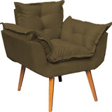 Poltrona Decorativa Amamentação Cadeira Reforçada Opala Bege Cor Marrom Desenho Do Tecido Suede