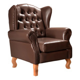 Poltrona Imperador Chesterfield Capitonê Couro Marrom