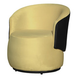 Poltrona Organica Aisha Recepção Corino Preto Suede Amarelo