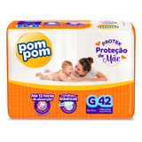 Pom Pom Fraldas Infantis Descartáveis Derma Protek Proteção De Mãe Tamanho G Com 42 Unidades 