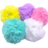 Pompom Pelúcia 80mm Com Elástico - 10 Peças- Diversas Cores