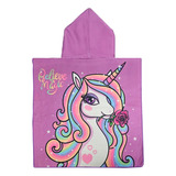 Poncho Infantil Toalha Capuz Roupao Unicornio Rosa