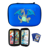 Porta Cards Pokémon Charizard Estojo Case Protetor Deck Azul