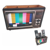 Porta Controle Mdf Tv Antiga Retro 3 Controles