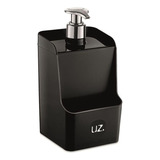 Porta Detergente Slim Com Suporte Para Esponja 500ml Preto