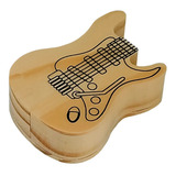 Porta Palhetas Em Madeira Pinus Modelo Guitarra Stratocaster