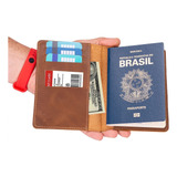 Porta Passaporte Documentos Cartões/cédulas Couro Legítimo