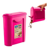 Porta Ração Pote Com Tampa Pet Gato Cachorro Dispenser Cor Rosa Liso