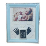 Porta Retrato Foto Bebê Recém Nascido Com Carimbo Pé E Mão
