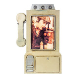 Porta Retrato Retrô - Forma Telefone Antigo Cinza 31x32x3cm