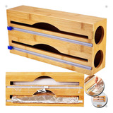 Porta Rolo Duplo Organizador Bambu Papel Alumínio Filme Pvc