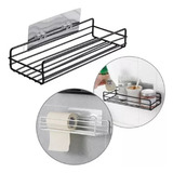 Porta Shampoo Organizador Adesivo Parede Banheiro Cozinha Cor Preto