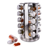 Porta Temperos 20 Potes Giratorio Redondo Inox