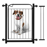 Portão De Segurança Preto Pet Cães 80x70cm Com Extensor 10cm