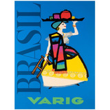 Poster Vintage Bahia - Varig - Art Decor 33 Cm X 48 Cm