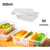 Pote Descartável 500ml Kit 50 Marmita Fitness Freezer Micro Cor Transparente Fit Reutalizável