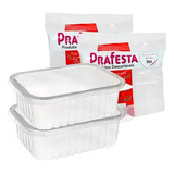 Pote Retangular 500ml Marmita Fitness 24un C/ Tampa Prafesta