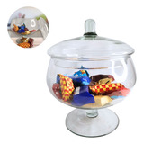 Potiche Com Pé E Tampa Vidro Decoração Doces Grande 600l