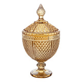 Potiche Lyor Bico De Jaca Perseude Cristal Âmbar 15cm X 28cm