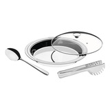 Prato 30cm Redondo Ciclo E 2 Utensílios Aço Inox Tramontina