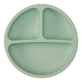 Prato De Silicone Com Divisórias E Ventosa Azul - Buba Liso Cor Verde-claro