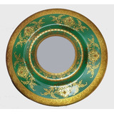 Prato Decorativo Porcelana Inglesa Minton Verde Ouro 18 Cm