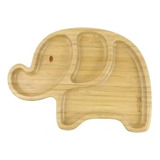 Prato Infantil Bambu Com Divisórias E Ventosa Premium Clingo Cor Elefante