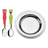 Prato Inox Garfo Colher Antimicrobiana Infantil Tramontina