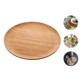 Prato Raso Bambu Natural Extra Grande Servir Porta Bolo