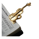 Prendedores Partituras Miniatura Violino Flash Ouro Par