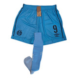 Promoção : Calção Gremio De Jogo Celeste 23 + Meiao Celeste