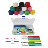Promoção Kit Crochê Completo 16 Agulhas 12 Linhas De Algodão