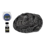 Protese 30% Grisalha Silicone + Fita Wt 3y + Cola Ultrahold Tamanho Da Base 20x25 Tonalidade 1b/30 - 30 Grisalha