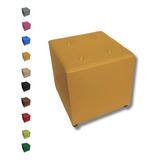 Puff Cubo Quadrado Banco Banquinho Decorativo 40x40 Cor Amarelo Courino