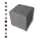 Puff Cubo Quadrado Banco Banquinho Decorativo 40x40 Cor Cinza Suede