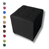 Puff Cubo Quadrado Banco Banquinho Decorativo 40x40 Cor Preto Suede