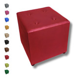 Puff Cubo Quadrado Banco Banquinho Decorativo 40x40 Cor Vermelho Courino