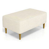 Puff Decorativo Sala De Estar Cléo Pés Palito 90cm Linho Cru