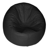 Puff Redondo Mobly Courino Preto