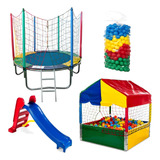 Pula Pula 1,83m + Piscina C 500 Bolinha 1m + Escorrega Médio