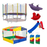 Pula Pula 3m Piscina C/ Bolinhas 1,5m Esc M Gangorra 1l E 2l