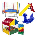 Pula Pula + Piscina De Bolinhas 500un + Escorrega G + Gang