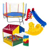 Pula Pula + Piscina De Bolinhas 500un + Gangorra + Escorrega