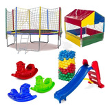 Pula Pula + Piscina + Escorrega M + 3 Gangorra 1l + Bolinhas