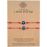 Pulseira Atualizada De 7 Nós Evil Eye Com Cartão De Mensage